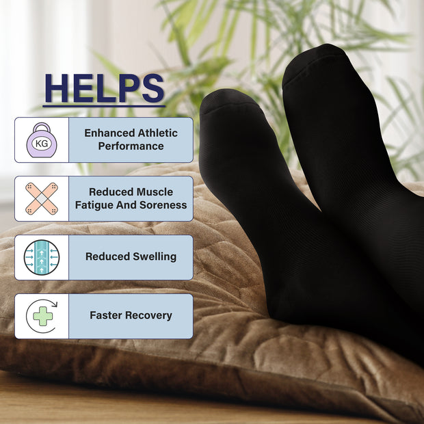 CHARMKING Compression Socks for Women & Men 20-30mmHg for Optimized Venous Support & Enhanced Circulation (Black/Black)