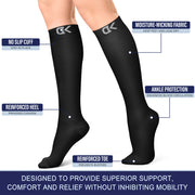 CHARMKING Compression Socks for Women & Men 20-30mmHg for Optimized Venous Support & Enhanced Circulation (Black/Black)