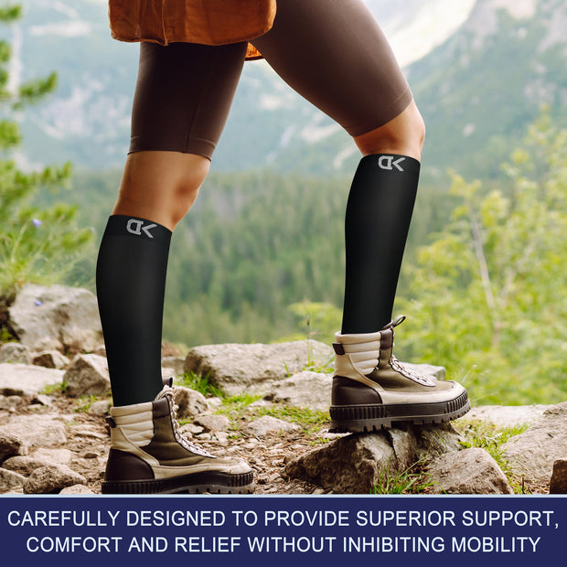 CHARMKING Compression Socks for Women & Men 20-30mmHg for Optimized Venous Support & Enhanced Circulation (Black/Black)