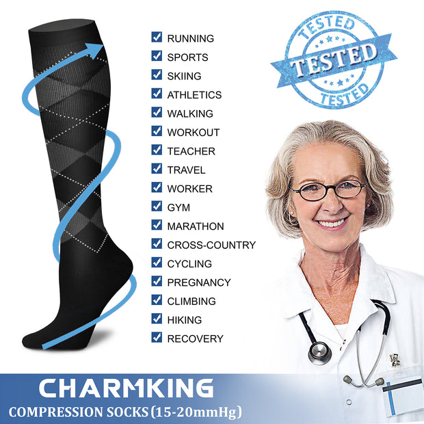 Compression Socks for Nurses (8 Pairs) 15-20 mmhg