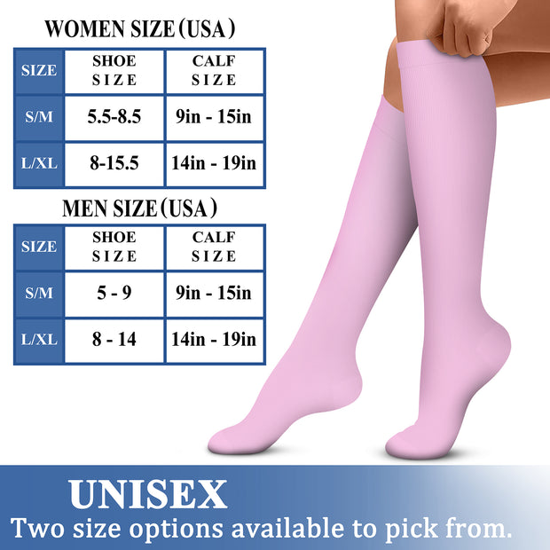 Compression Socks (8 Pairs), 15-20 mmHg for Men & Women