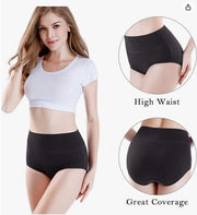 CHARMKING Women's Underwear High Waisted Ladies Cotton Panties Soft Full Coverage Briefs 5 Pack (Regular & Plus Size)