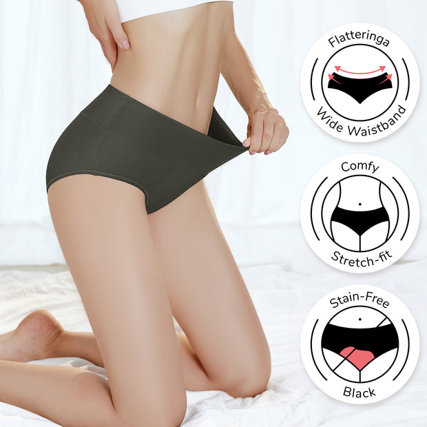 SILENT DAY Leakproof Period Underwear for Women 3 pack Mid Waist Heavy Flow Period Panties for Teens