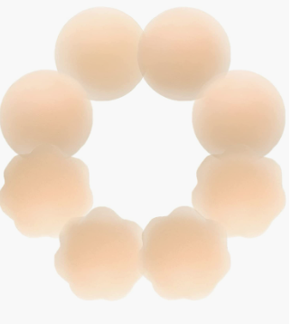 CHARMKING Nipple Covers 4 Pairs for Women, Reusable Adhesive Invisible Pasties Silicone Cover for Dress Pink