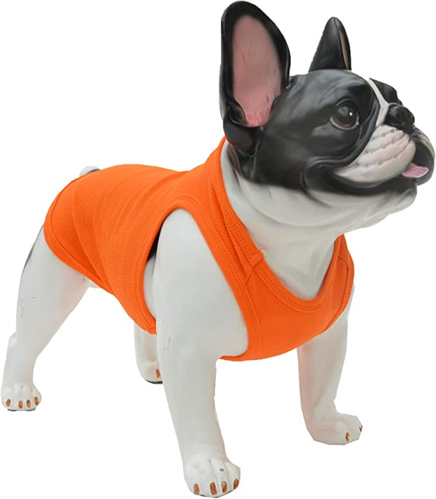 BLUETREE Clothing for pets, Dog Clothes Blank T-Shirts Ribbed Tanks Top Thread Vests for Large Medium Small Dogs 100% Cotton Orange M