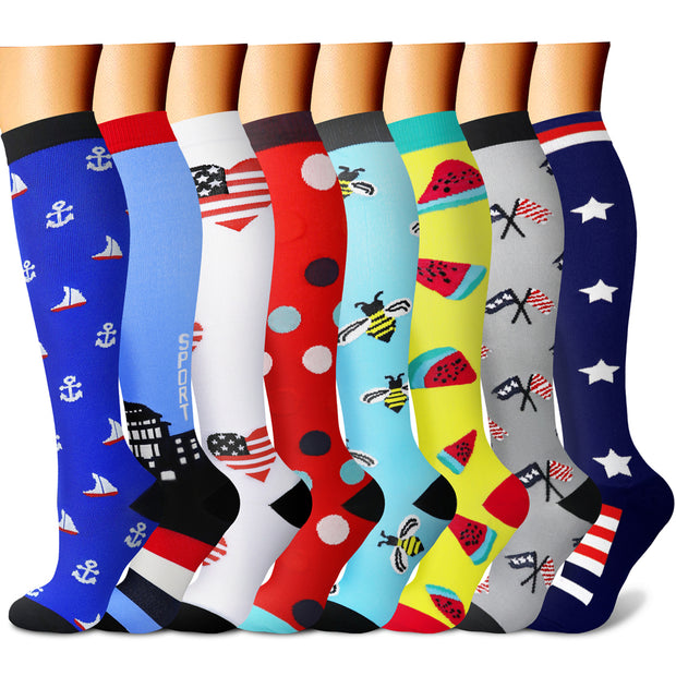 Compression Socks (8 Pairs), 15-20 mmHg  for Men & Women - CHARMKING