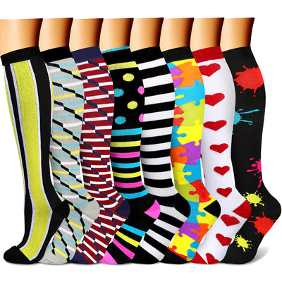 Compression Socks (8 Pairs), 15-20 mmHg for Men & Women - CHARMKING