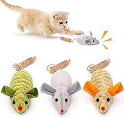 COOYOO Cat Toys 3Pcs Squeak Mice, Interactive Catnip Silvervine Animals Toys for Indoor Kittens, Dental Matatabi Cat Nip Chirping Toy, Cat Chew Exercise Toy for All Breeds and Species