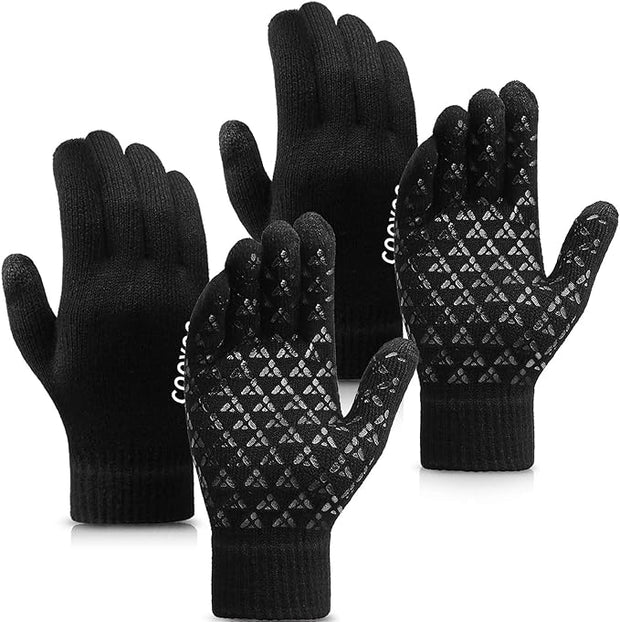 BLUEMAPLE Winter Gloves for Women and Men,Touch Screen Gloves,Anti-Slip Silicone Gel- Thermal Soft Wool Lining