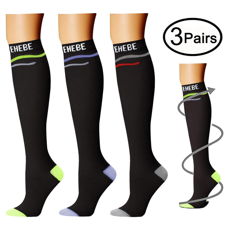 Compression Socks (3 Pairs) 15-20 mmhg  for Men & Women