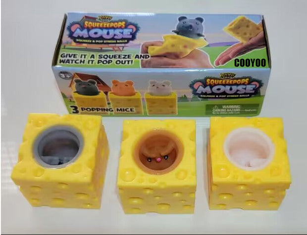 COOYOO Squeezepops Squirrel in Log Squeeze Toy - Squirrel Fidget Popper, Pop Up Fidget Toy - Toy Squirrel for Kids, Popping Squeeze Squirrel, Autism/ADHD Sensory Fidget Toys