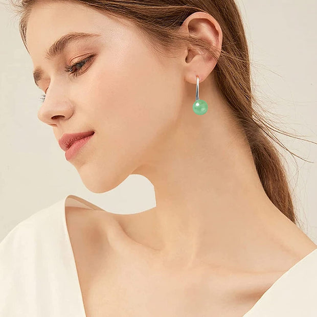 CHARMKING Jade Earrings for Women，Green Jade Earrings，S925 Sterling Silver Earrings，Handmade High Heels Earrings Gift for Birthday Gift