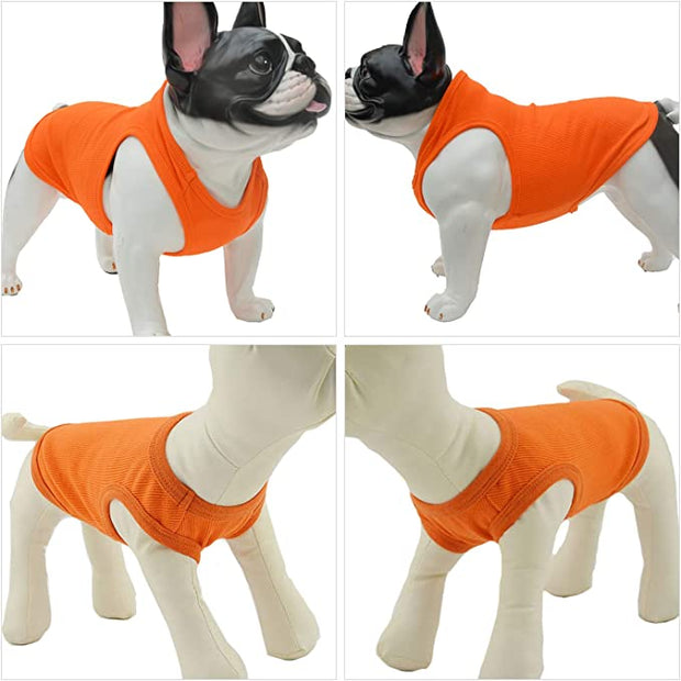 BLUETREE Clothing for pets, Dog Clothes Blank T-Shirts Ribbed Tanks Top Thread Vests for Large Medium Small Dogs 100% Cotton Orange M