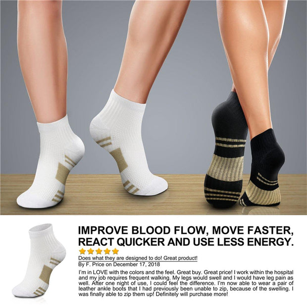 Ankle Compression Socks 6 Pairs 15-20 mmHg  Men & Women - CHARMKING