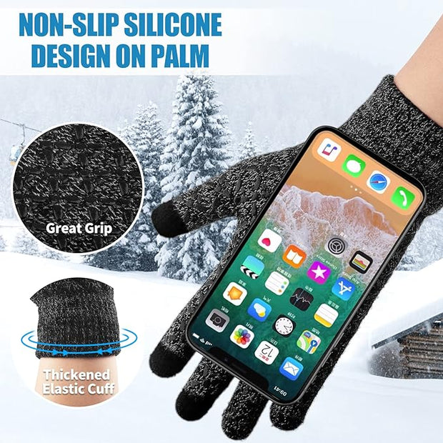 BLUEMAPLE Winter Gloves for Women and Men,Touch Screen Gloves,Anti-Slip Silicone Gel- Thermal Soft Wool Lining