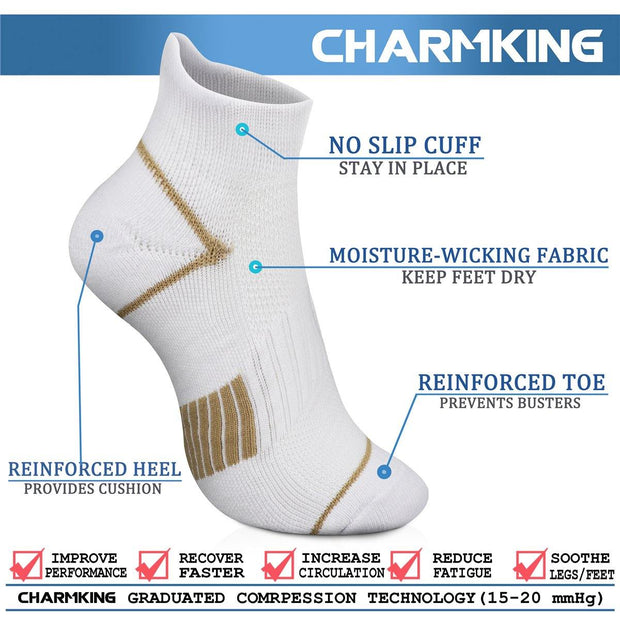 Ankle Compression Socks 7 Pairs 15-20 mmHg  Men & Women - CHARMKING