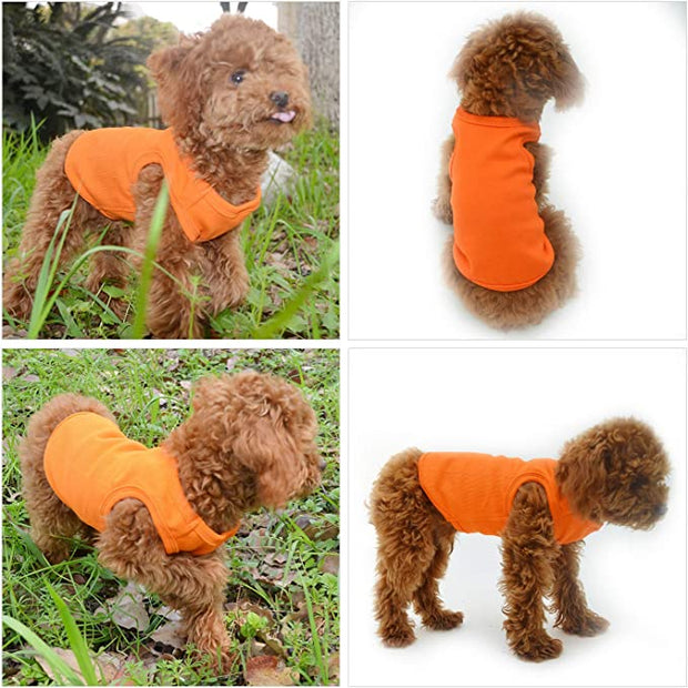 BLUETREE Clothing for pets, Dog Clothes Blank T-Shirts Ribbed Tanks Top Thread Vests for Large Medium Small Dogs 100% Cotton Orange M