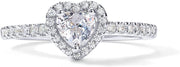 CHARMKING 14K Gold Plated Halo Ring | Heart Ring for Women | Square Round Promise Rings for Her