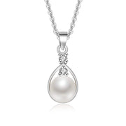 CHARMKING Freshwater Cultured White Pearl Necklace for Women,Women's Pearl Pendant Necklace with 8-9mm Diameter Pearl Jewelry Gifts for Women Teen Girls