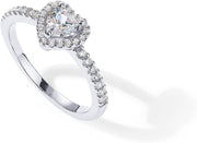 CHARMKING 14K Gold Plated Halo Ring | Heart Ring for Women | Square Round Promise Rings for Her