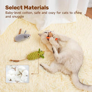 COOYOO Cat Toys 3Pcs Squeak Mice, Interactive Catnip Silvervine Animals Toys for Indoor Kittens, Dental Matatabi Cat Nip Chirping Toy, Cat Chew Exercise Toy for All Breeds and Species