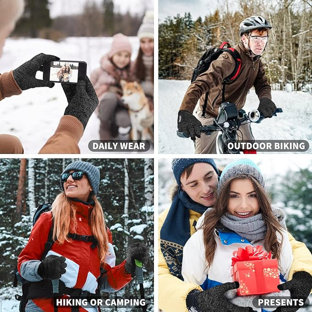 BLUEMAPLE Winter Gloves for Women and Men,Touch Screen Gloves,Anti-Slip Silicone Gel- Thermal Soft Wool Lining