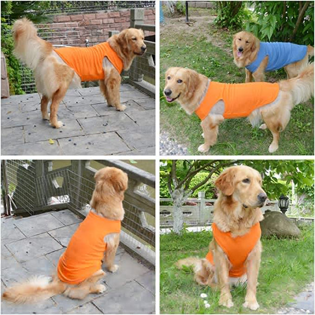 BLUETREE Clothing for pets, Dog Clothes Blank T-Shirts Ribbed Tanks Top Thread Vests for Large Medium Small Dogs 100% Cotton Orange M