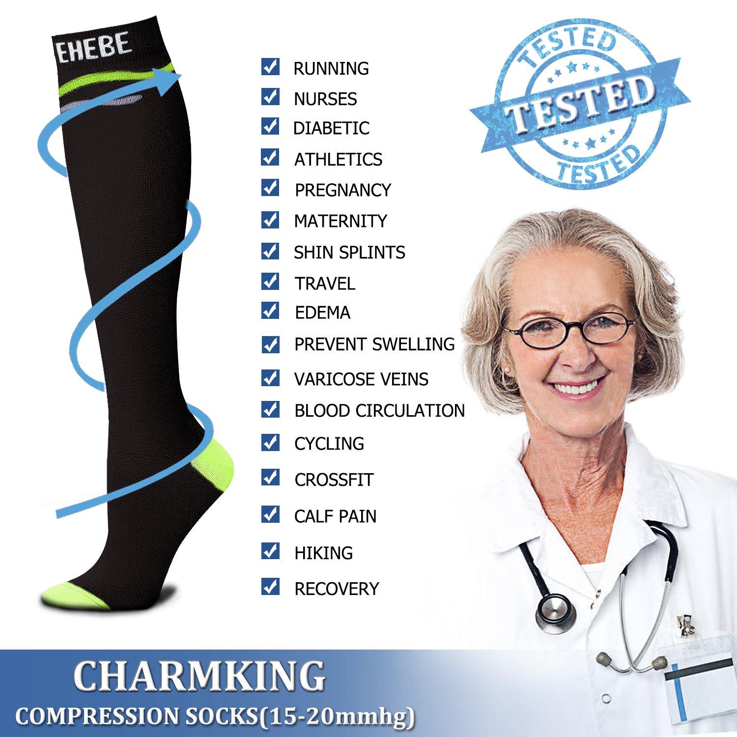 Compression Socks (3 Pairs) 15-20 mmhg for Men & Women