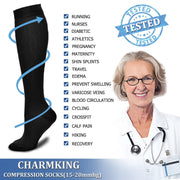 Compression Socks (3 Pairs) 15-20 mmhg  for Men & Women - CHARMKING