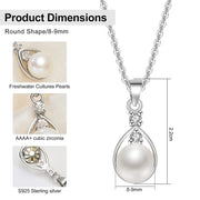 CHARMKING Freshwater Cultured White Pearl Necklace for Women,Women's Pearl Pendant Necklace with 8-9mm Diameter Pearl Jewelry Gifts for Women Teen Girls