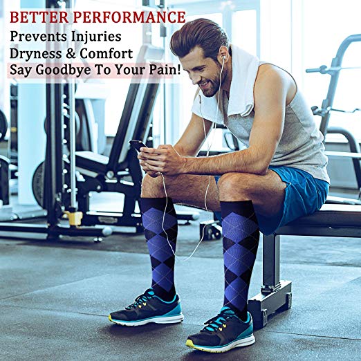Compression Socks (8 Pairs), 15-20 mmHg for Men & Women