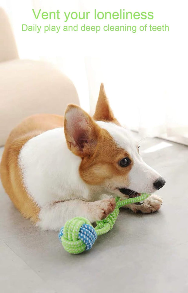COOYOO Knotted Woven Pet Dog Toy，Eco-Friendly Cotton Rope Toys, Bite-Resistant Rope Knot Dog Toy，Medium/Small Dogs Toy，Not Suitable for Dogs with Strong Aggressive Chewing