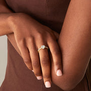 CHARMKING 14K Gold Plated Halo Ring | Heart Ring for Women | Square Round Promise Rings for Her