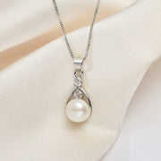CHARMKING Freshwater Cultured White Pearl Necklace for Women,Women's Pearl Pendant Necklace with 8-9mm Diameter Pearl Jewelry Gifts for Women Teen Girls
