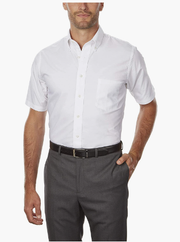 QUXIANG Men's Short Sleeve Shirt Regular Fit Oxford Solid