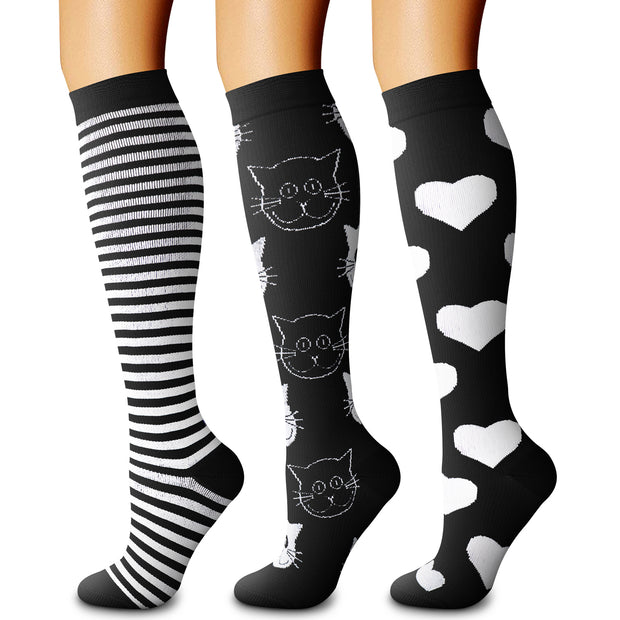 Compression Socks (3 Pairs) 15-20 mmhg  for Men & Women - CHARMKING