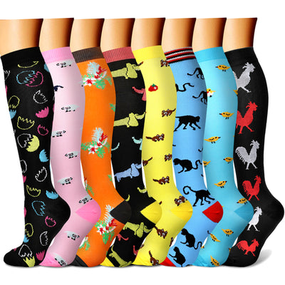 Compression Socks (8 Pairs), 15-20 mmHg for Men & Women - CHARMKING