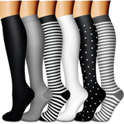 Compression Socks for Women & Men (6 Pairs) 15-20 mmHg is Best for Athletics, Running, Flight Travel, Support - CHARMKING