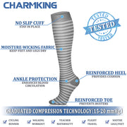 Compression Socks for Women & Men (6 Pairs) 15-20 mmHg is Best for Athletics, Running, Flight Travel, Support - CHARMKING