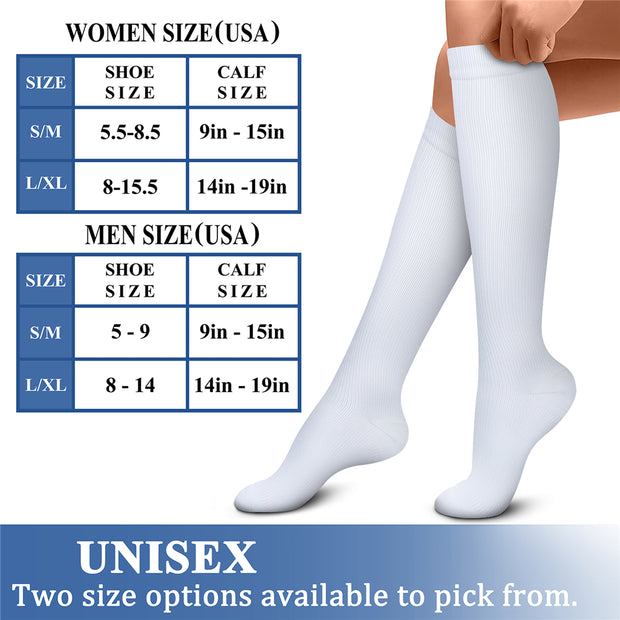 Compression Socks for Women & Men (6 Pairs) 15-20 mmHg is Best for Athletics, Running, Flight Travel, Support - CHARMKING