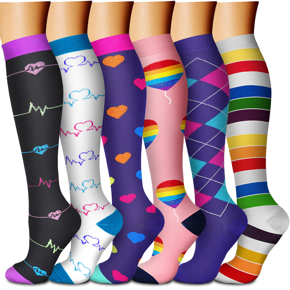 4 Pairs Wide Calf Compression Socks For Women Men Circulation Plus Size Knee High Support Stockings For Circulation Nurses Running 3xl - View #10