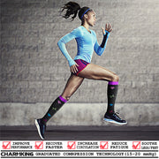 Compression Socks for Women & Men (6 Pairs) 15-20 mmHg is Best for Athletics, Running, Flight Travel, Support - CHARMKING