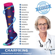 Compression Socks for Women & Men (6 Pairs) 15-20 mmHg is Best for Athletics, Running, Flight Travel, Support - CHARMKING