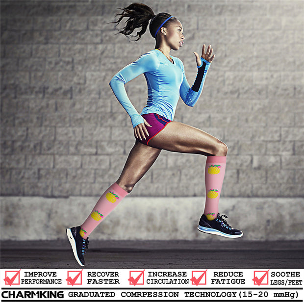 Compression Socks for Women & Men (6 Pairs) 15-20 mmHg is Best for Athletics, Running, Flight Travel, Support - CHARMKING