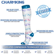 Compression Socks for Women & Men (6 Pairs) 15-20 mmHg is Best for Athletics, Running, Flight Travel, Support - CHARMKING