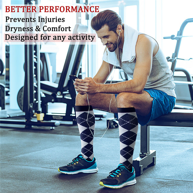 Compression Socks for Women & Men (6 Pairs) 15-20 mmHg is Best for Athletics, Running, Flight Travel, Support - CHARMKING