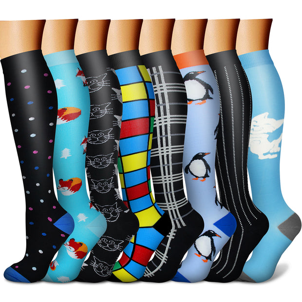 Compression Socks (8 Pairs), 15-20 mmHg for Men & Women - CHARMKING