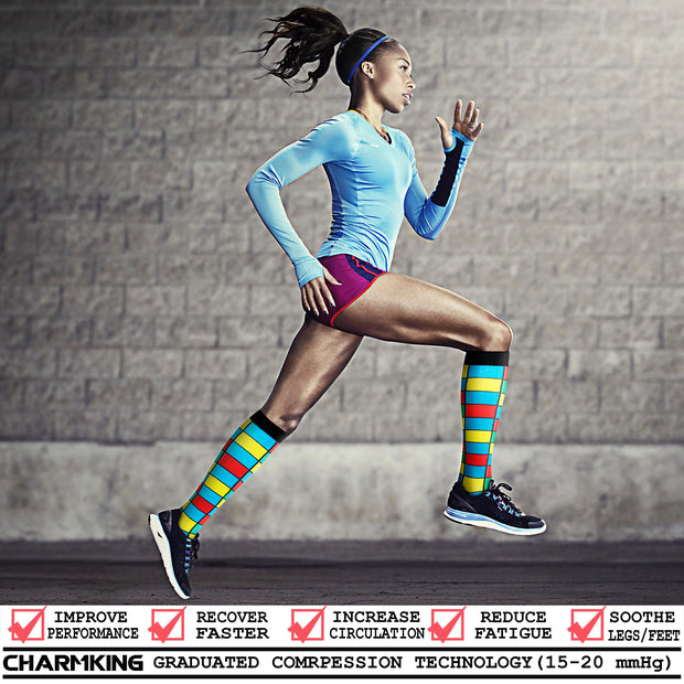 Compression Socks (8 Pairs), 15-20 mmHg for Men & Women - CHARMKING