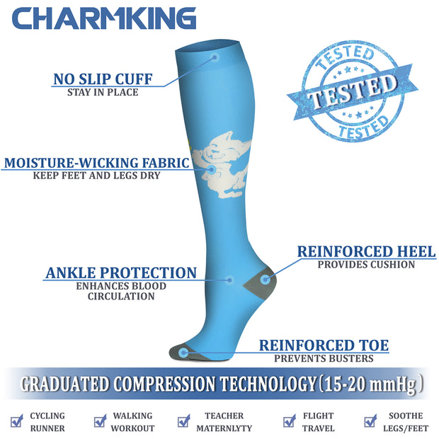 Compression Socks (8 Pairs), 15-20 mmHg for Men & Women - CHARMKING