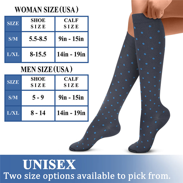 Compression Socks for Women & Men (6 Pairs) 15-20 mmHg is Best for Athletics, Running, Flight Travel, Support - CHARMKING